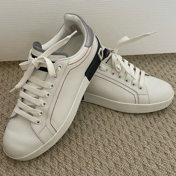 Authentic D&G Dolce& Gabbana Italy Portofino Sneakers  logo Sz40 White L… - Picture 6 of 15